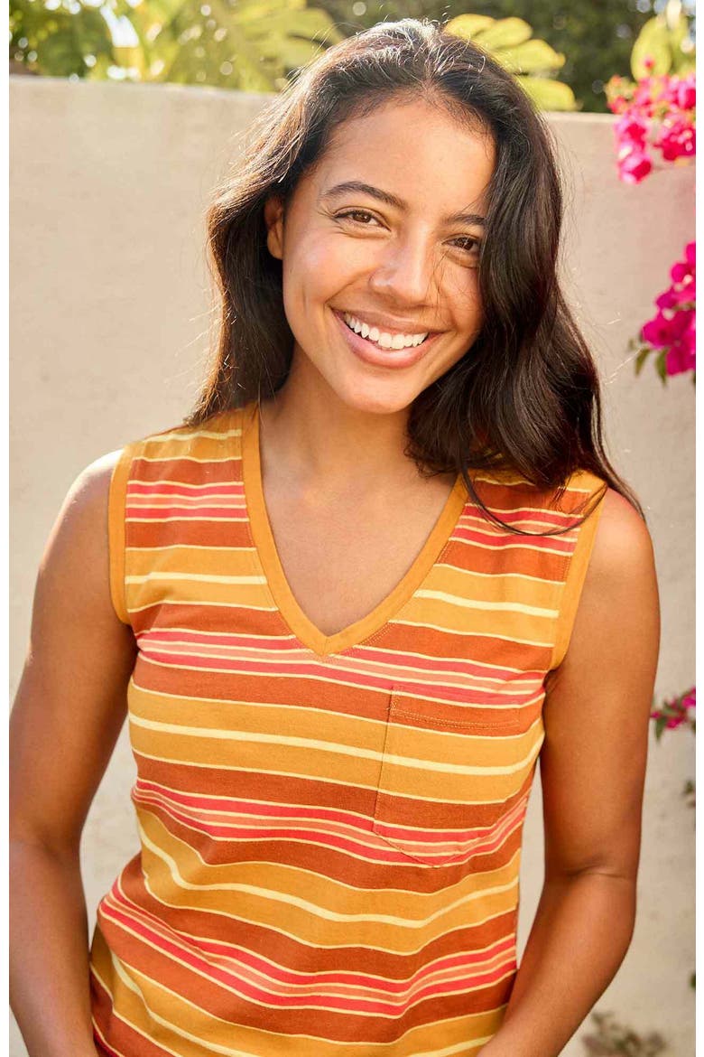 Women's Grom V-Neck Tank, Alternate, color, Sunset Stripe