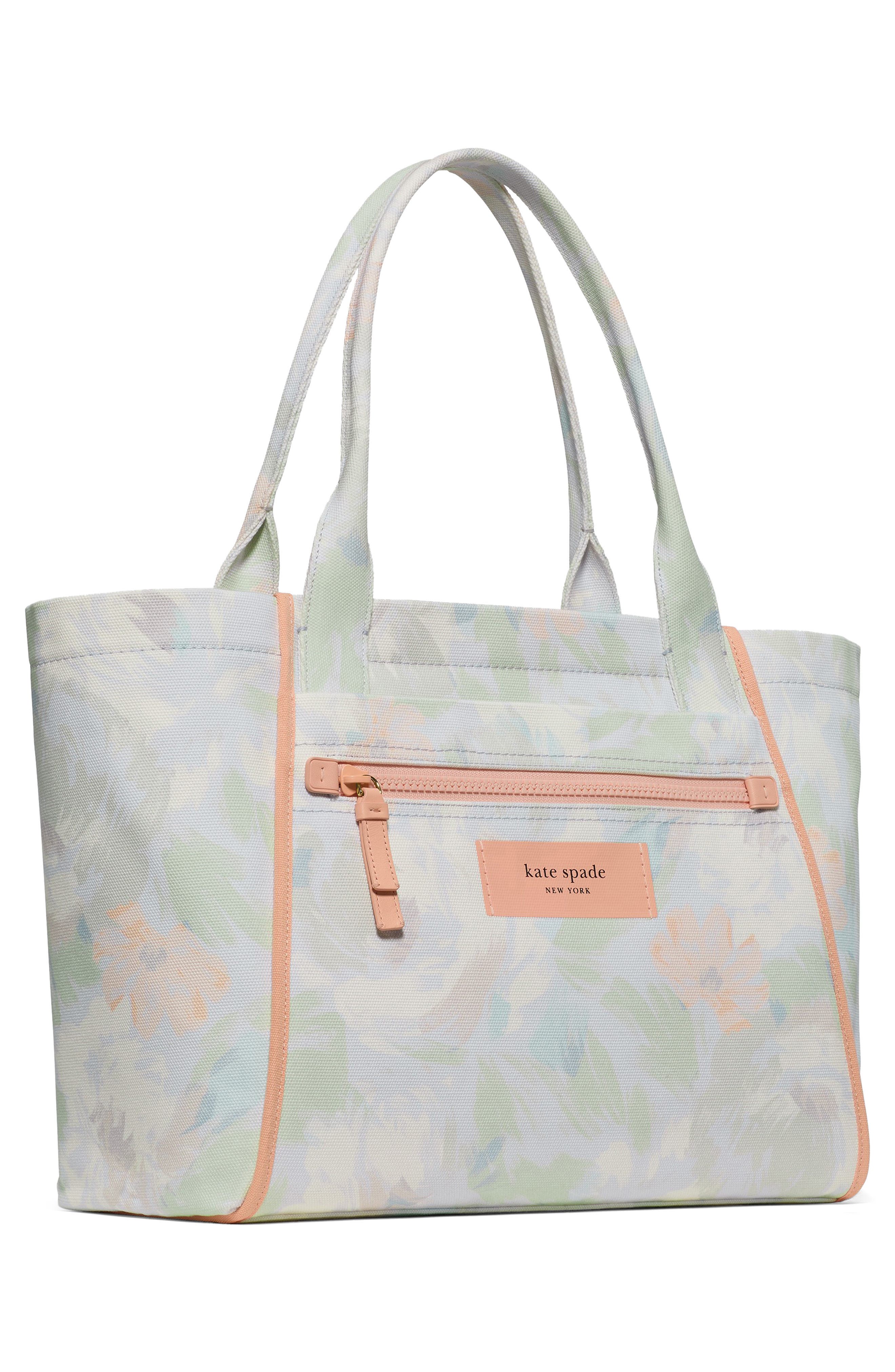 Kate Spade New York dash hidden garden print canvas tote, Alternate, color, Multi Blue
