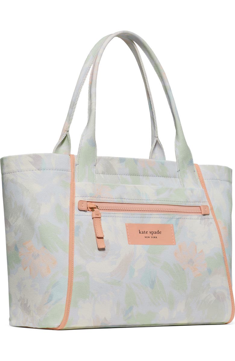 Kate Spade New York dash hidden garden print canvas tote, Alternate, color, Multi Blue
