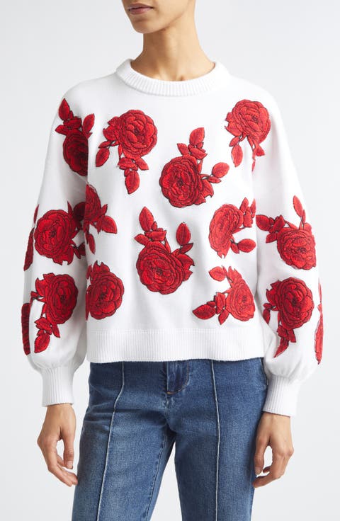 Carwen Embroidered Balloon Sleeve Sweater