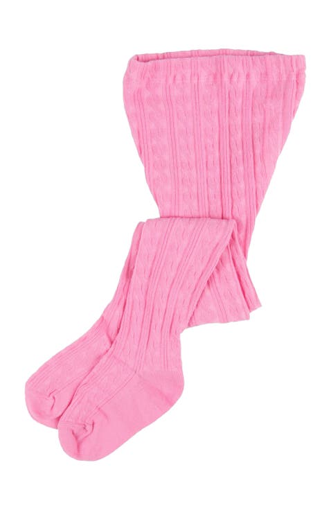 Girls Cable Knit Tights, Cotton Blend