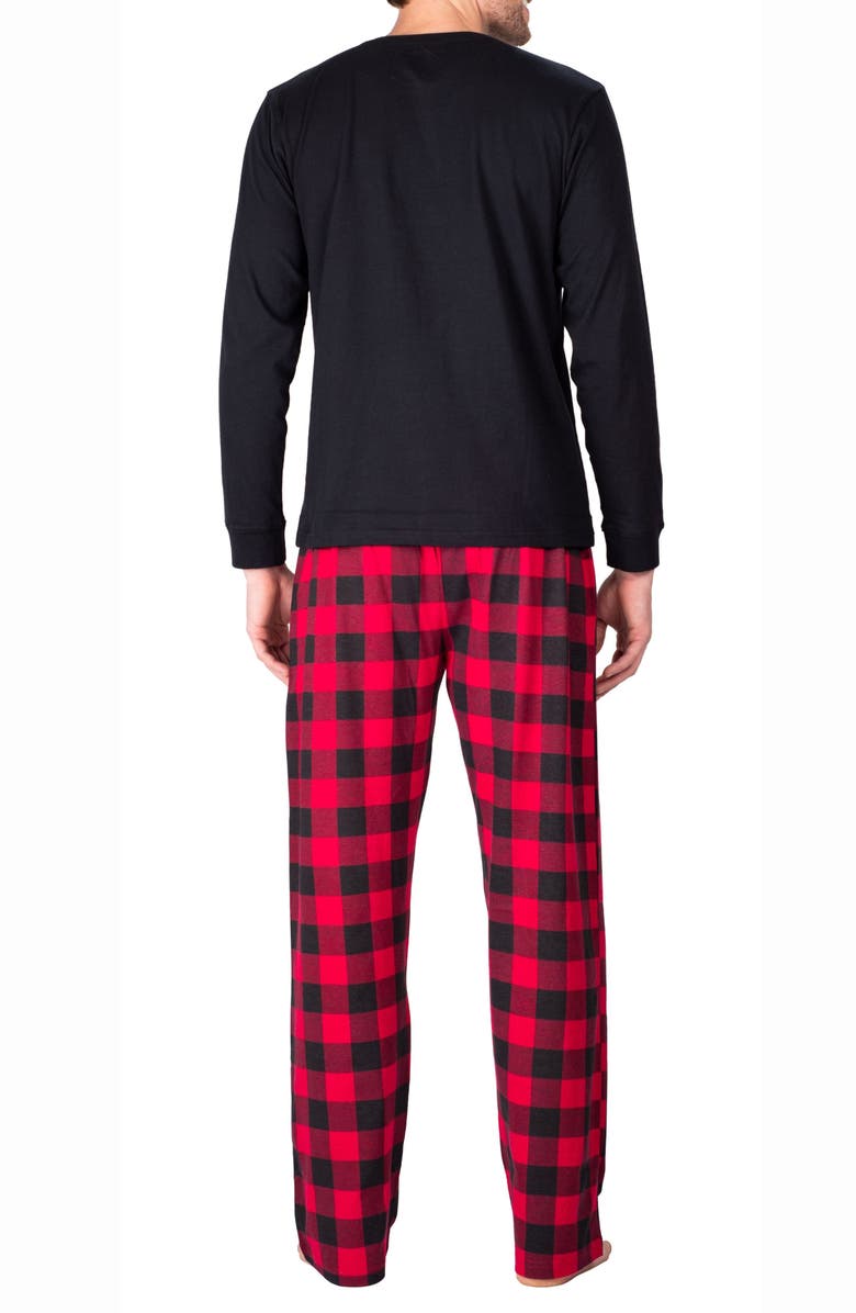SLEEPHERO Long Sleeve Pajama T-Shirt & Pajama Pants Set, Alternate, color, Black With Buffalo Check