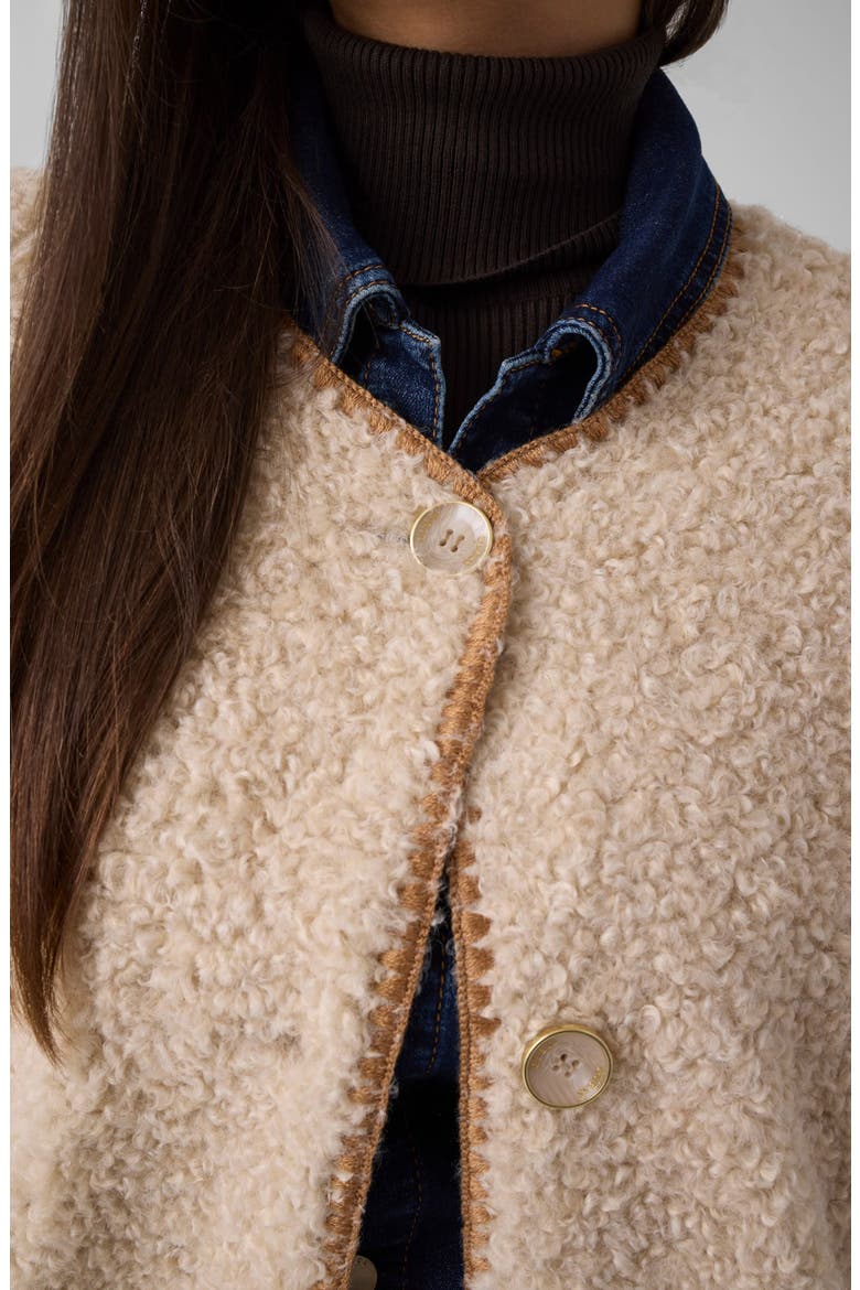 Mia Faux Shearling Coat, Alternate, color, DARK BEIGE