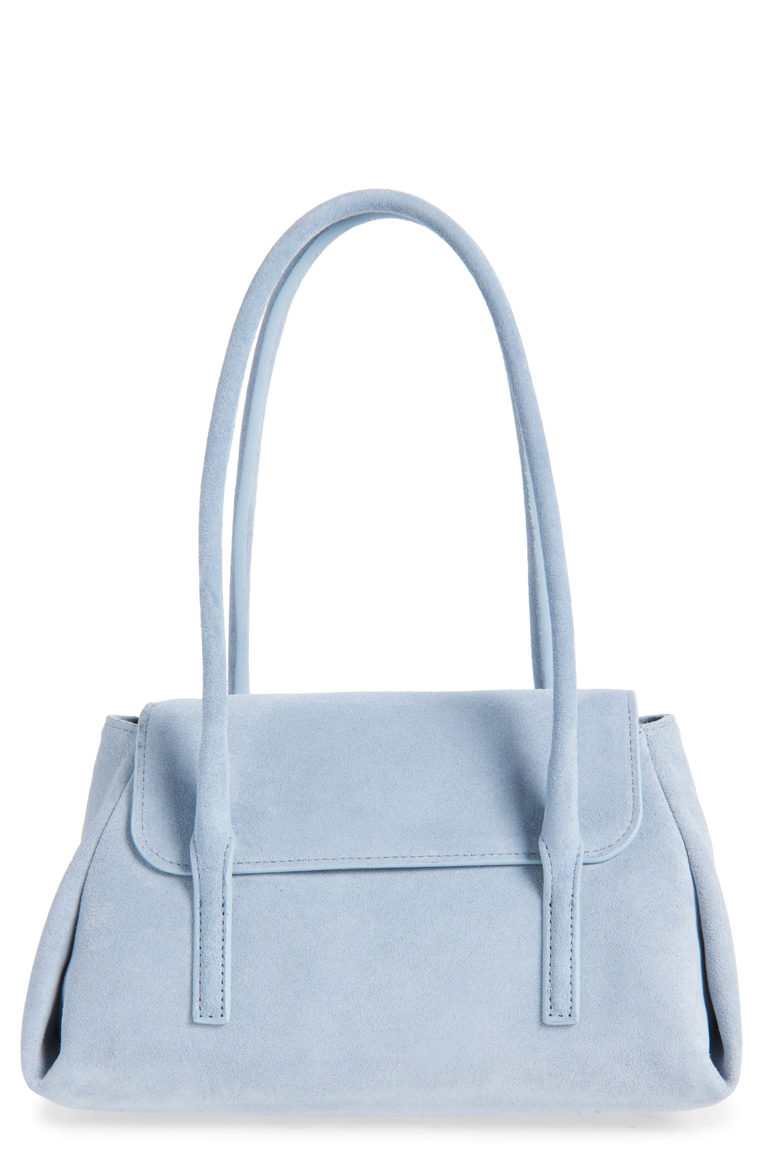 Reformation Small Caterina Shoulder Bag, Main, color, Mist Suede