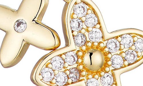 Adornia Tarnish Resistant 18k Gold Plated Double Pointed Clover Cz Necklace In Gold