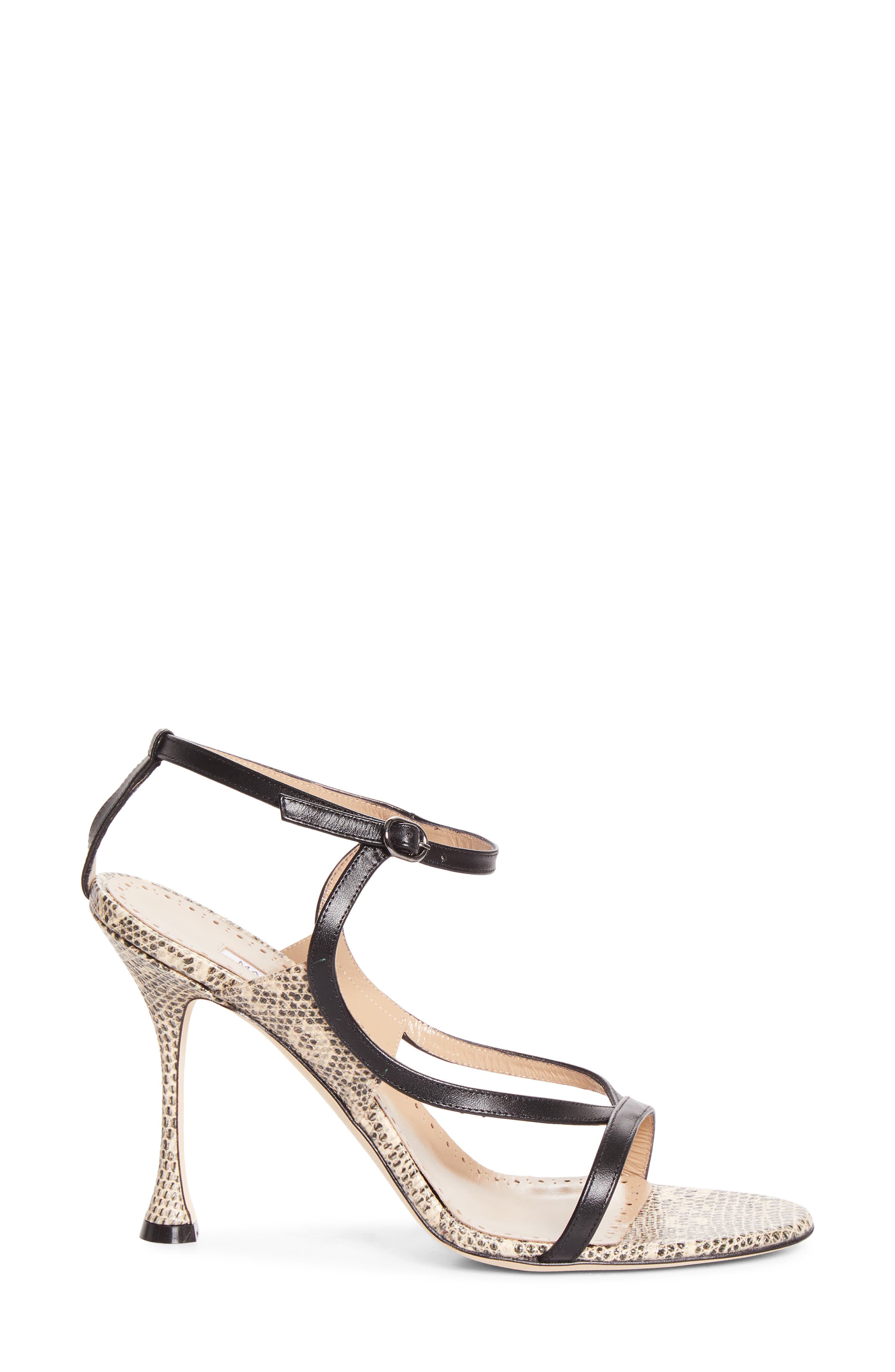 Manolo Blahnik Tibula Ankle Strap Sandal, Alternate, color, Blck 0015/Ypri 906C
