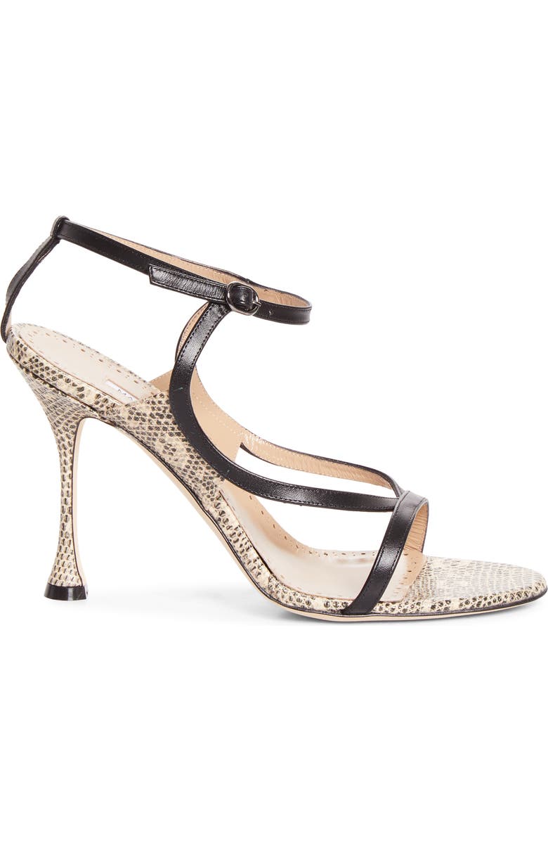 Manolo Blahnik Tibula Ankle Strap Sandal, Alternate, color, Blck 0015/Ypri 906C