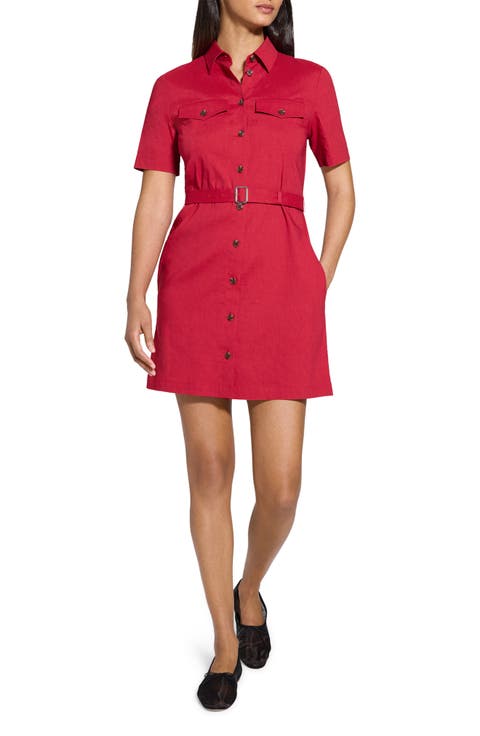 Short Sleeve Belted Shirtdress
