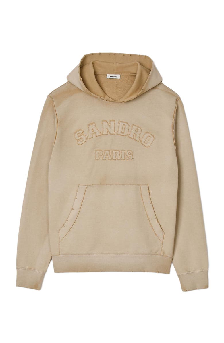 SANDRO Patch Hoodie, Alternate, color, Sand.