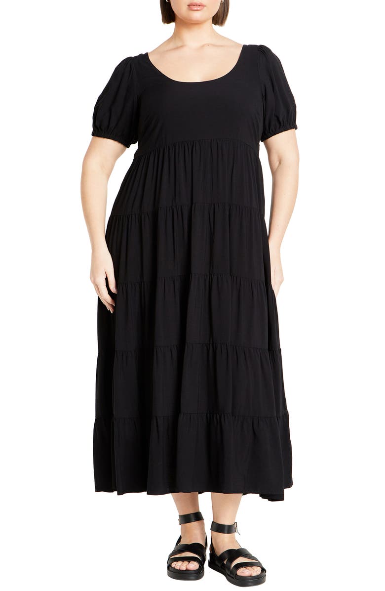 City Chic Mila Tiered Maxi Dress, Main, color,