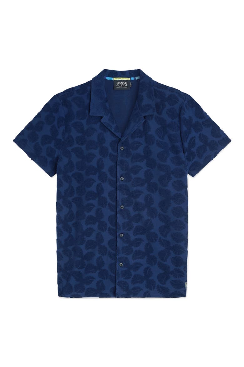 Relaxed Fit Print Short Sleeve Button-Up Shirt, Alternate, color, PAGEANT BLUE