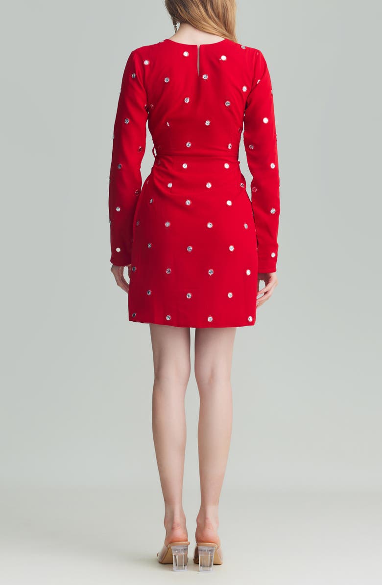 holiCHIC Kaia Long Sleeve Minidress with Removable Drape Belt, Alternate, color, Red