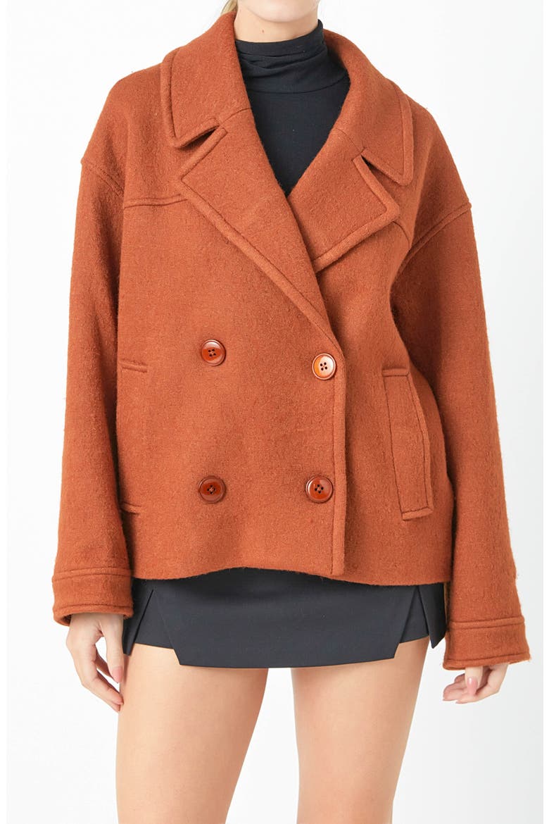 Oversized Double Breasted Short Coat, Main, color, CINNAMON