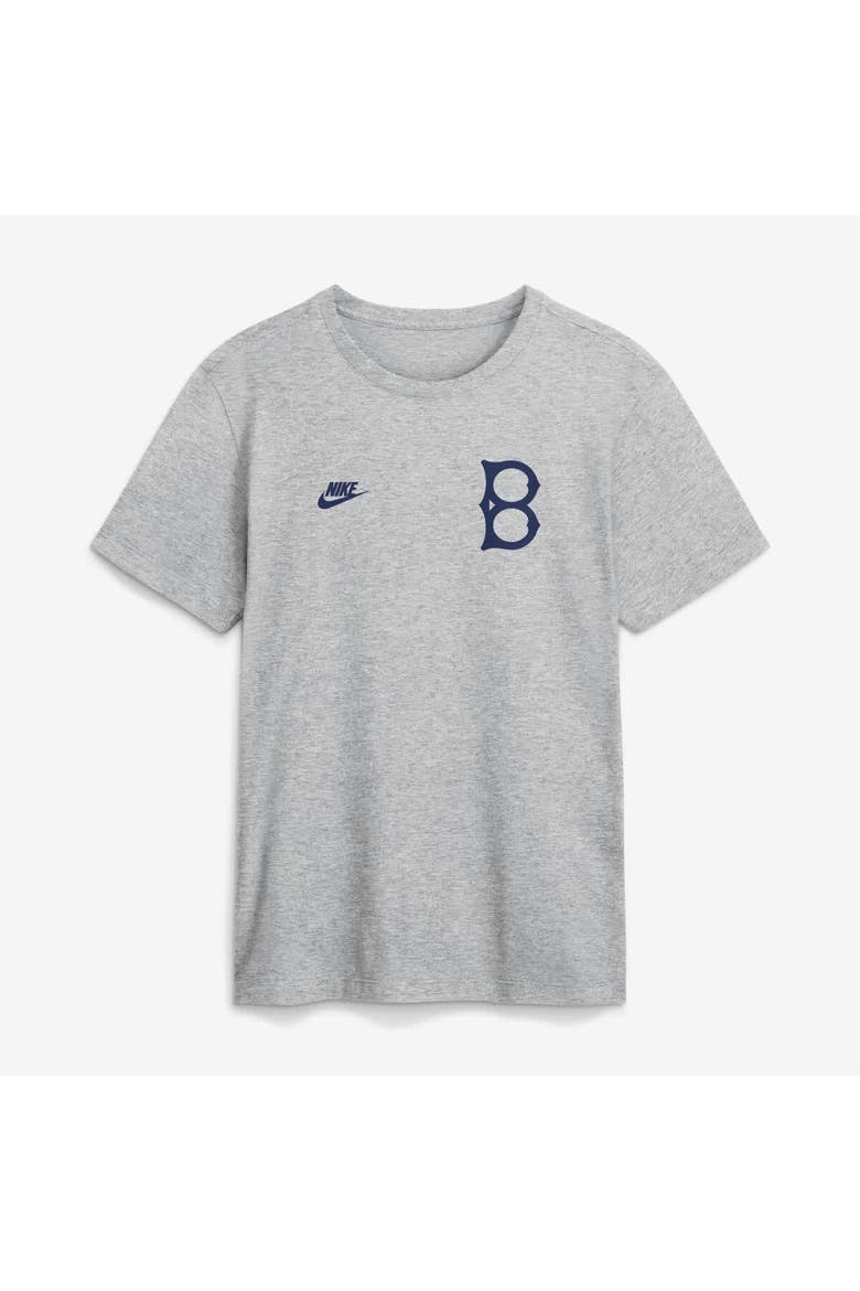 Men's Nike Heather Gray Brooklyn Dodgers Cooperstown 2-Hit T-Shirt, Alternate, color, Heather Gray
