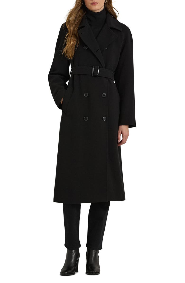 Lauren Ralph Lauren Crepe Belted Coat, Main, color, 