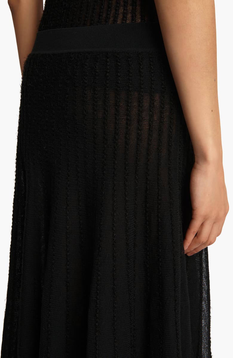 Khaite Dawn Knit Stripe Sweater Skirt, Alternate, color, Black