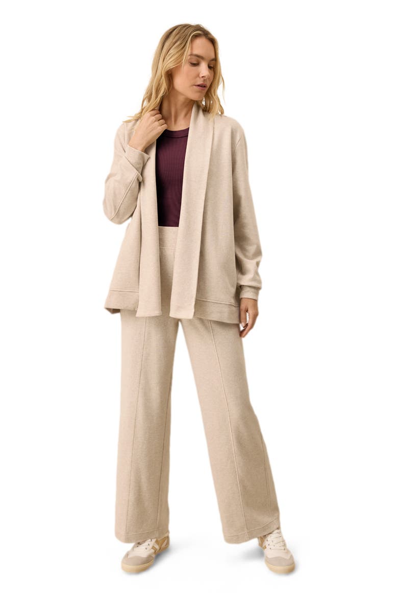 Airplane Short Drape Cardigan, Alternate, color, Flax Heather