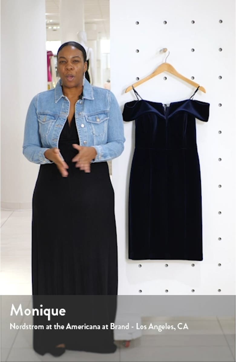 Off the Shoulder Velvet Sheath Dress, sales video thumbnail