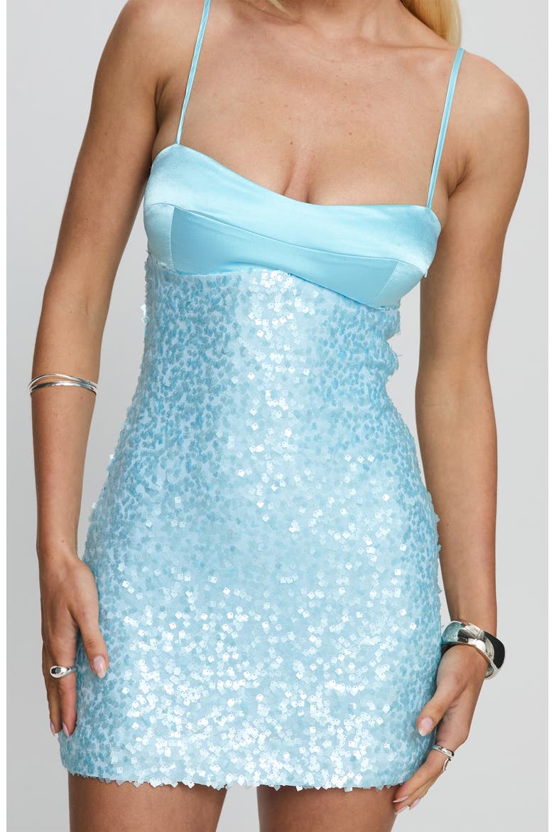 Alishia Sequin Satin Cocktail Minidress, Alternate, color, BLUE