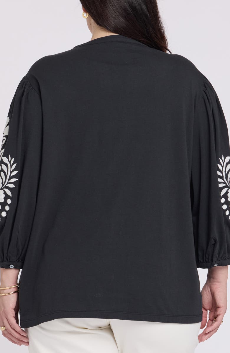 NYDJ Embroidered Top, Alternate, color, Black/ Ivory