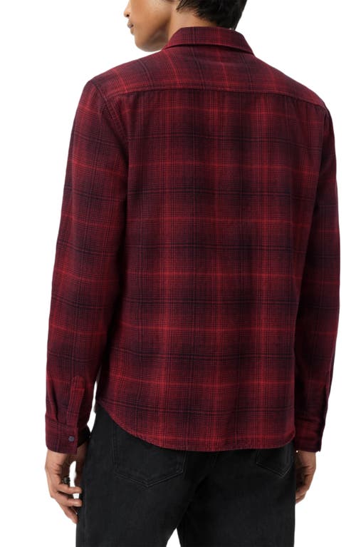 John Varvatos Dario Brushed Cotton Flannel Snap-up Shirt In Red