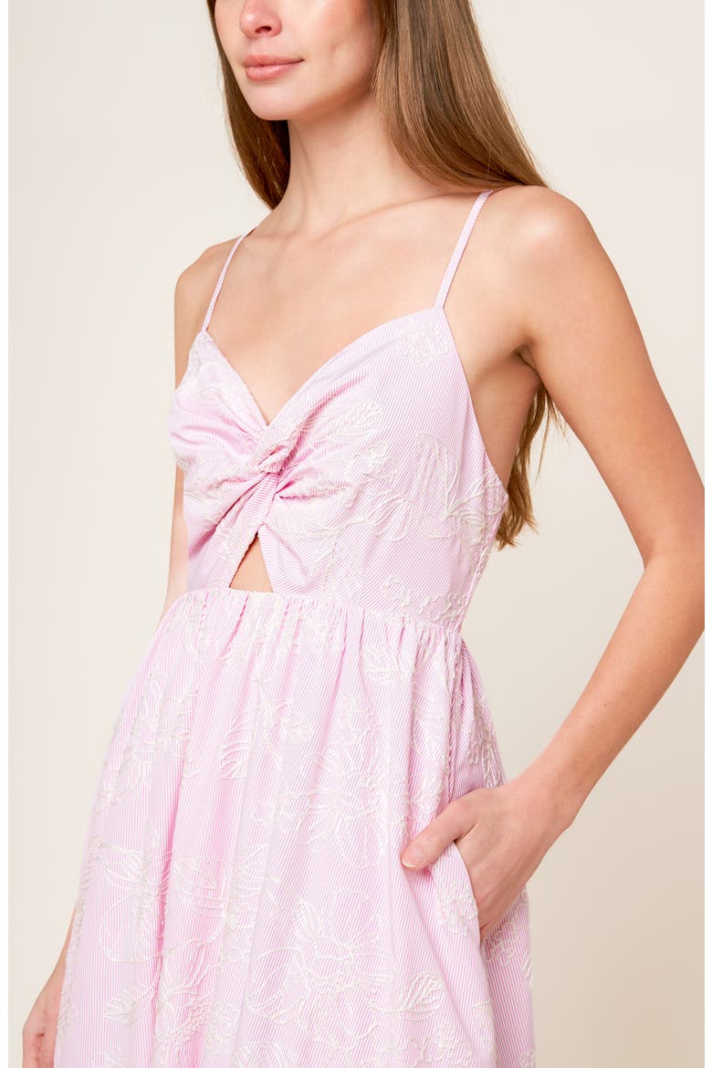 Floral Embroidered Twist Front Sundress, Alternate, color, PINK