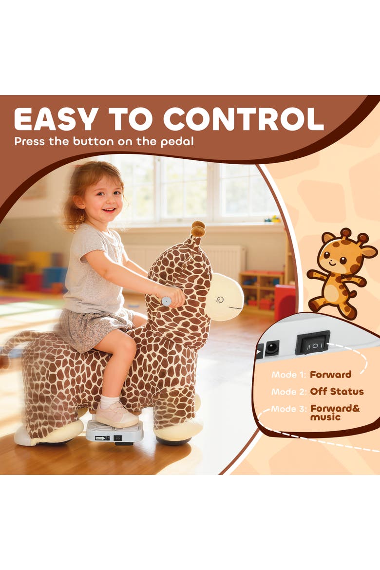 6V Kids Ride on Horse, Electric Riding Animal, Alternate, color, Brown