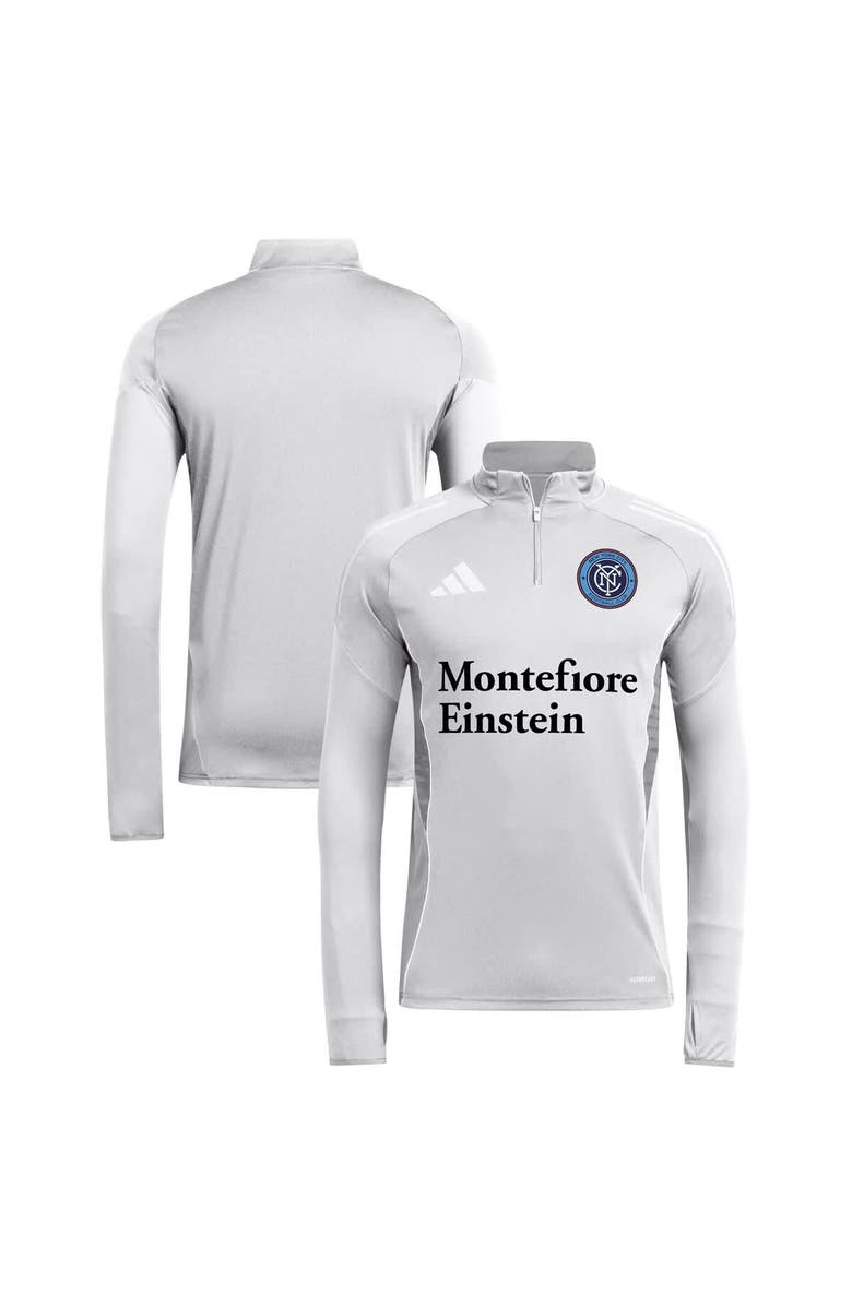 adidas Men's adidas  Silver New York City FC 2025 AEROREADY Quarter-Zip Long Sleeve Training Top, Alternate, color, Silver