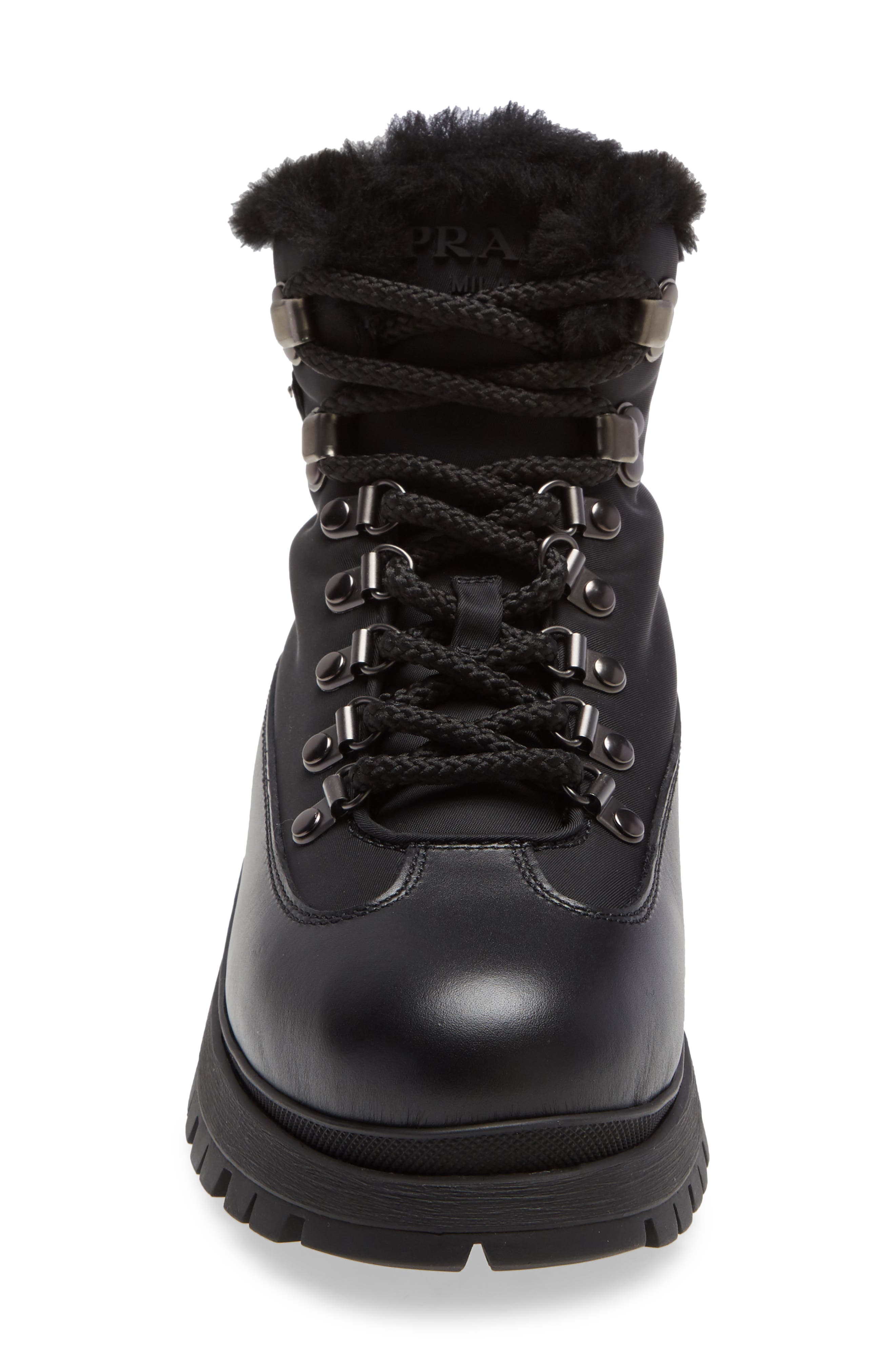 Prada Brixxen Genuine Shearling Hiker Boot, Alternate, color, 