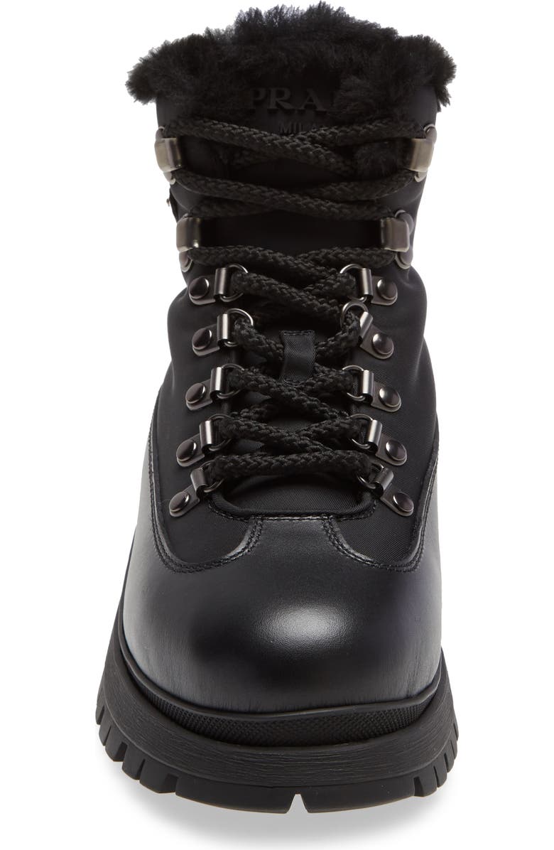 Prada Brixxen Genuine Shearling Hiker Boot, Alternate, color,