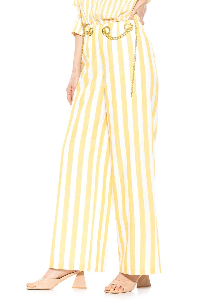 Cassie Stripe Grommet High Waist Wide Leg Pants, Alternate, color, YELLOW STRIPE