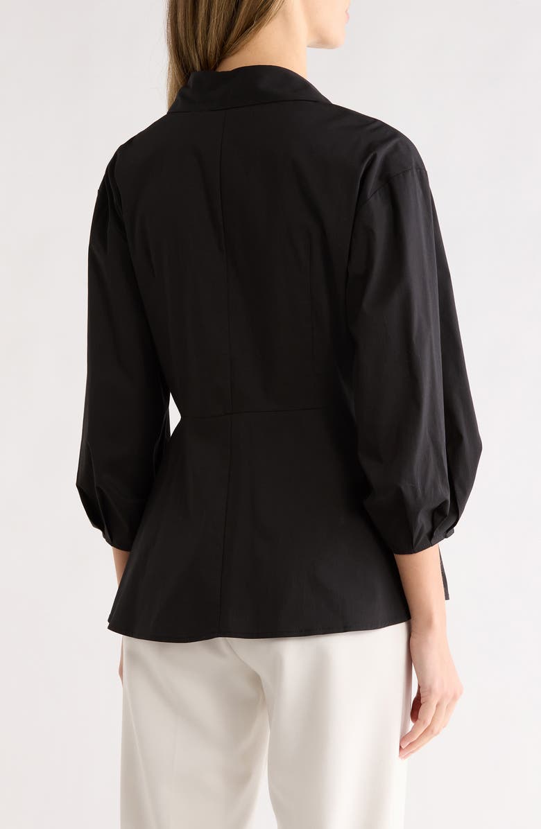 Gemma + Jane Draped D-Ring Faux Wrap Top, Alternate, color, Black