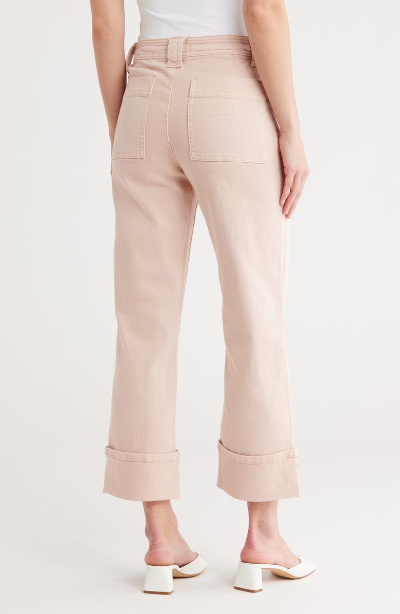 Sanctuary Luna Button Fly High Waist Cuff Straight Leg Jeans, Main, color, Light Rosewood