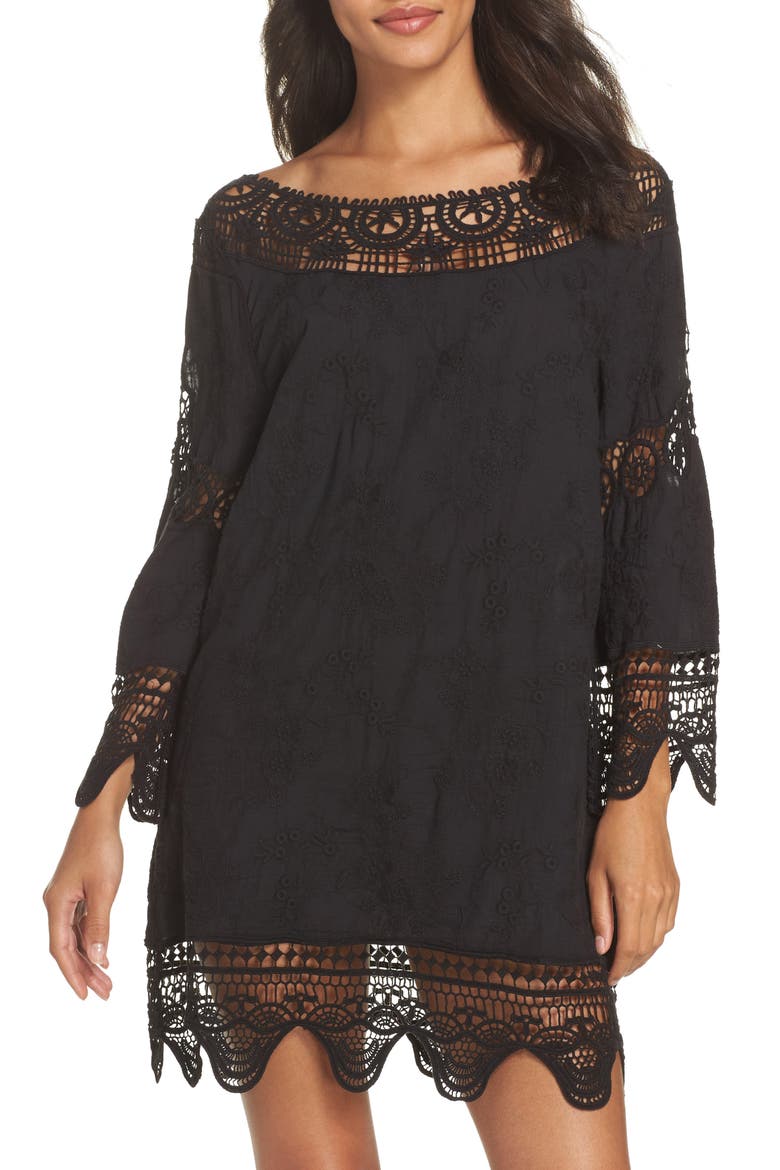 Zen Garden Cover-Up Dress, Main, color, BLACK