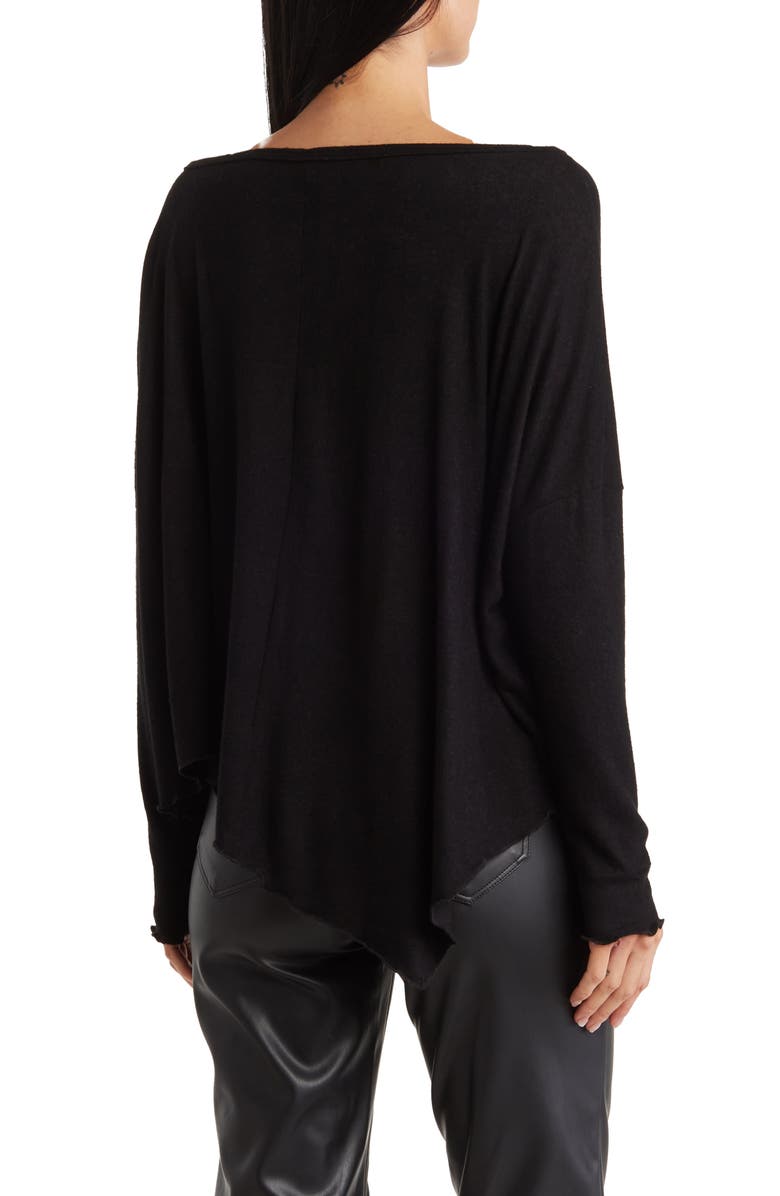 GO COUTURE Asymmetrical Hem Dolman Sleeve Sweater, Alternate, color, Black Print 1