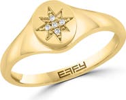 EFFY 14K Gold Diamond Starburst Signet Ring