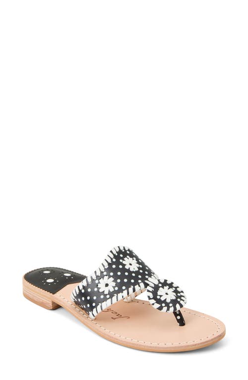 Jack Rogers Jacks Flip Flop In Black/wht Dot Pat