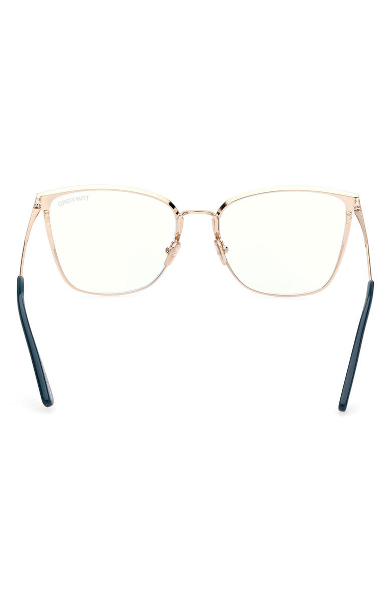 TOM FORD 56mm Butterfly Blue Light Blocking Glasses, Alternate, color, Shiny Turquoise