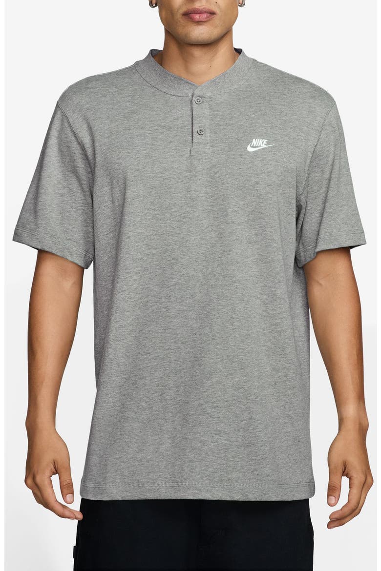 Club Short Sleeve Cotton Henley, Main, color, DARK GREY HEATHER/ LIGHT GREY