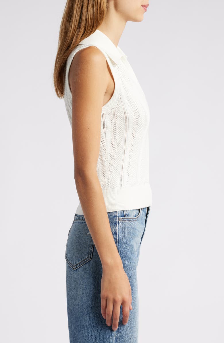 PAIGE Rossana Sleeveless Pointelle Polo Sweater, Alternate, color, Ivory