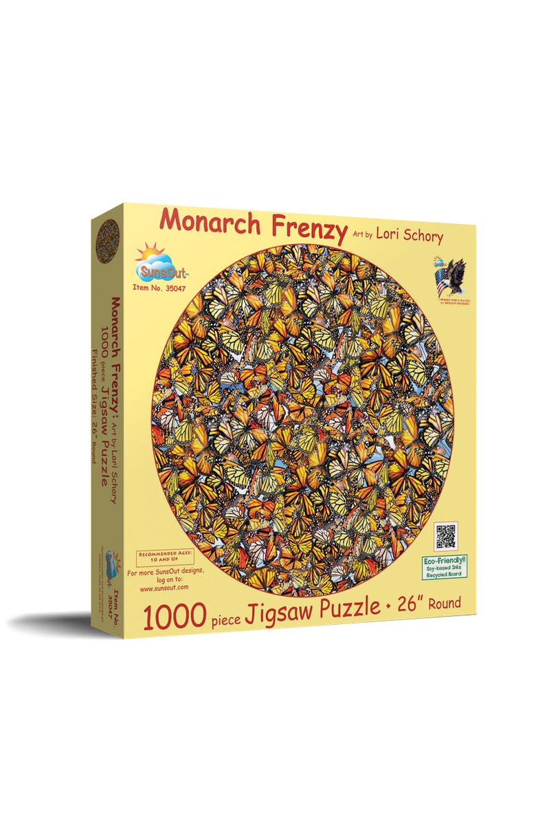 Sunsout Monarch Frenzy 1000 piece Jigsaw Puzzle for Adults Round, Main, color, Multicolor