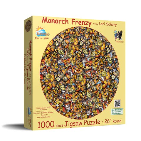 Monarch Frenzy 1000 piece Jigsaw Puzzle for Adults Round