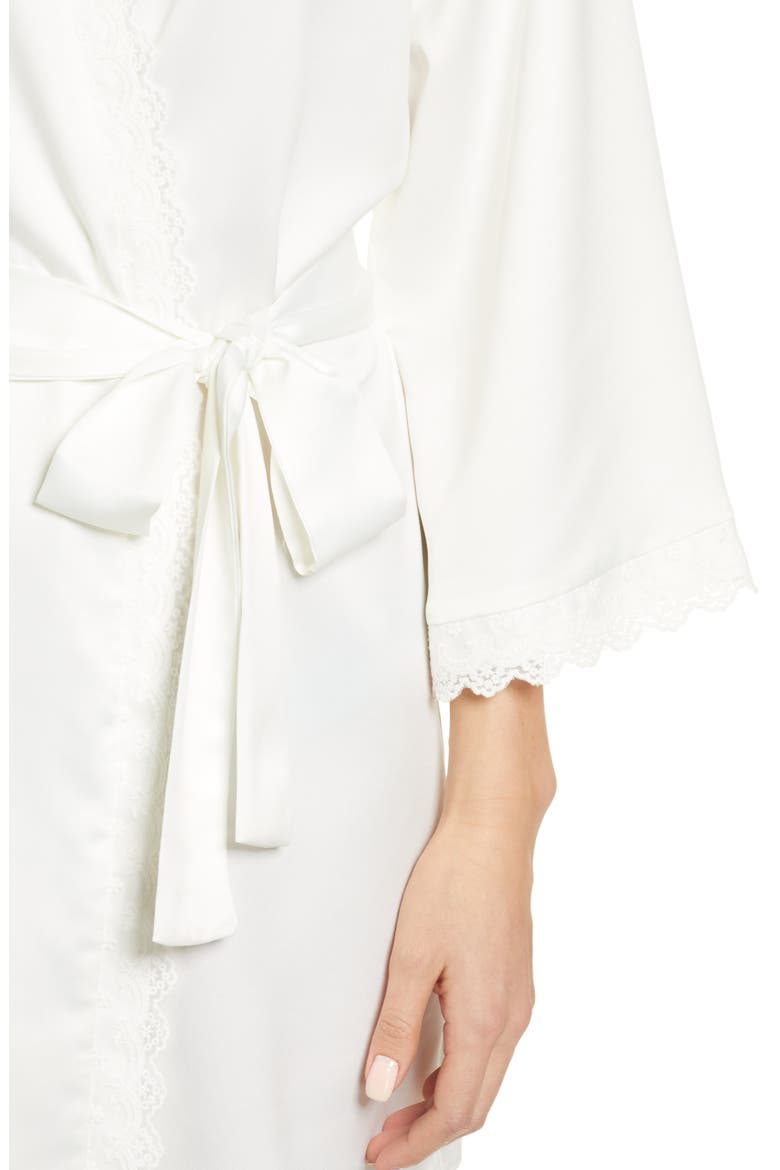 Victoria Short Satin Robe, Alternate, color, IVORY