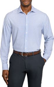 W.R.K Regular Fit Blue Check Performance Dress Shirt