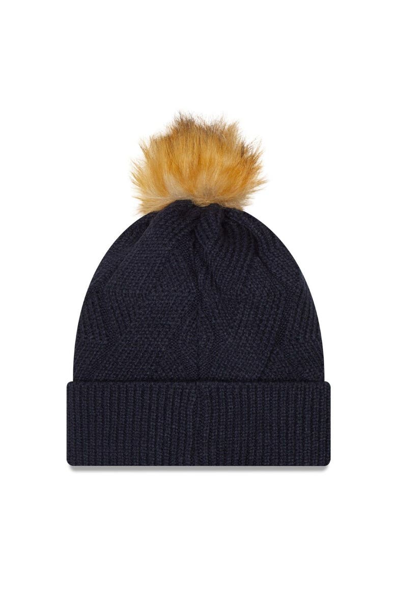 Women's New Era Navy Chicago Bears Snowy Cuffed Knit Hat with Pom, Alternate, color, Navy
