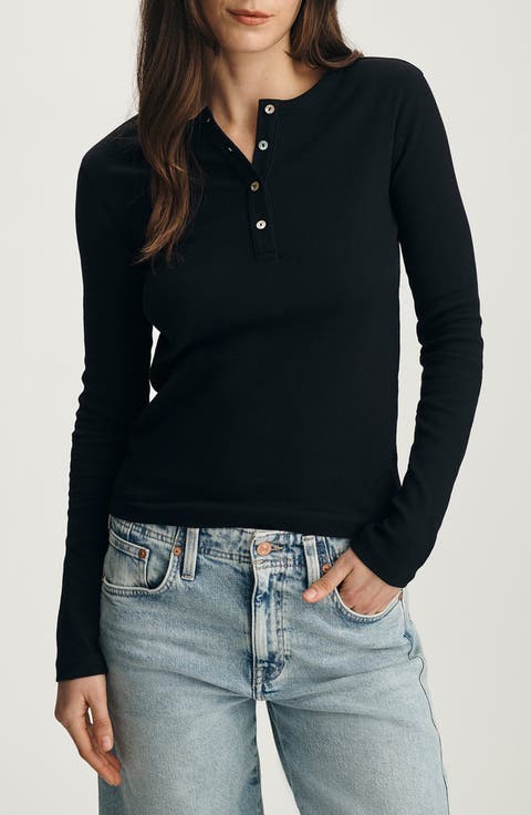 Stretch Cotton Rib Henley
