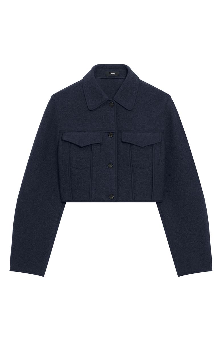 Theory Crop Wool Bouclé Jacket, Alternate, color, Nocturn Way