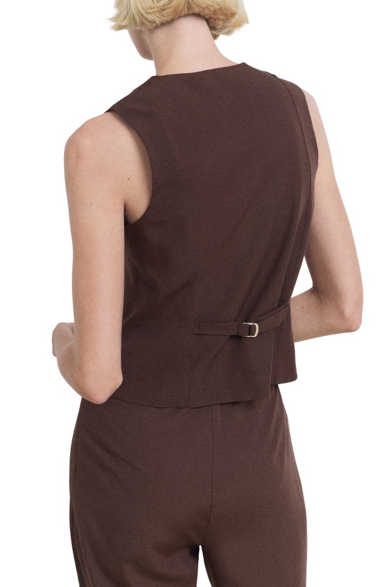 MANGO Suit Waistcoat with Buttons, Alternate, color, Brown