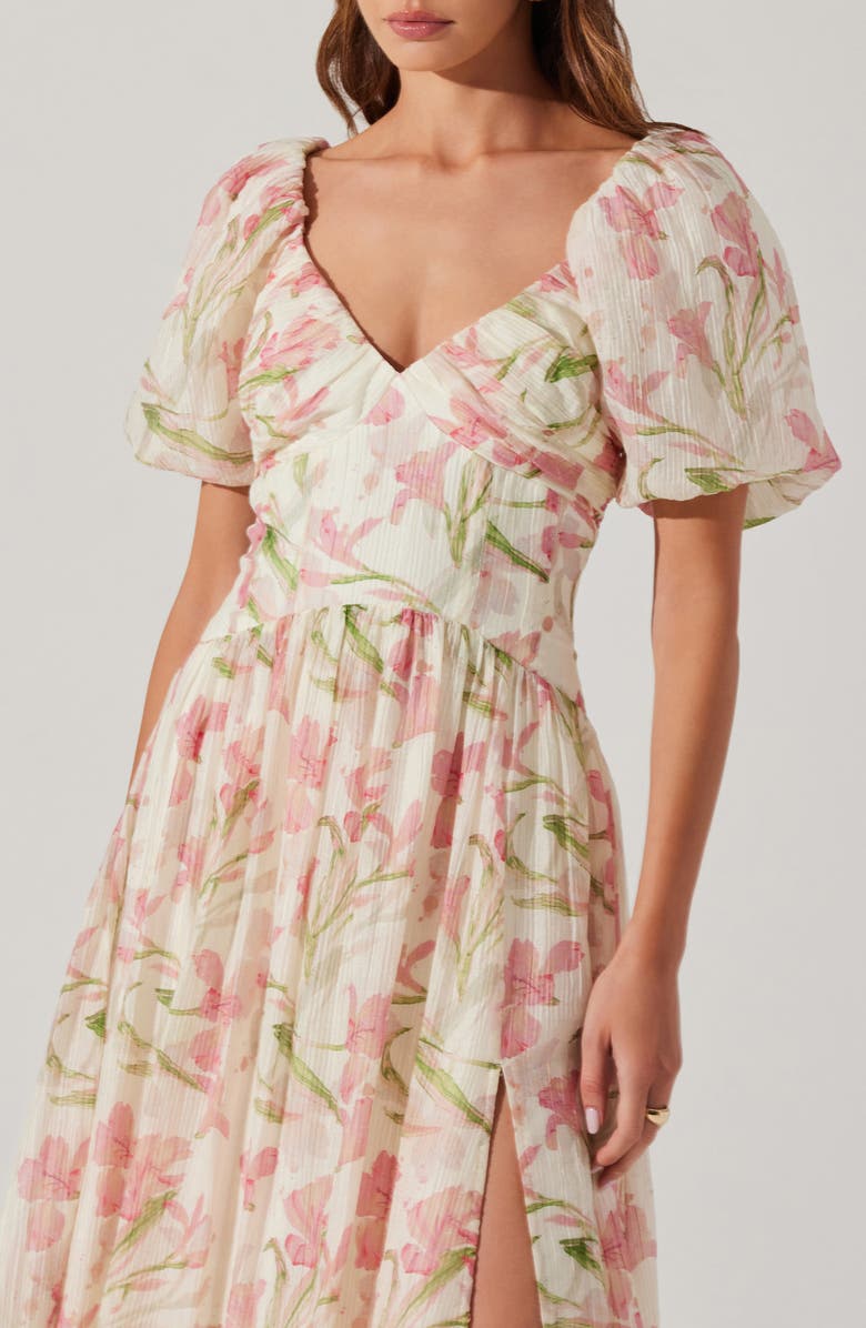 ASTR the Label Sasilia Floral Midi Dress, Alternate, color, Pink Cream Floral