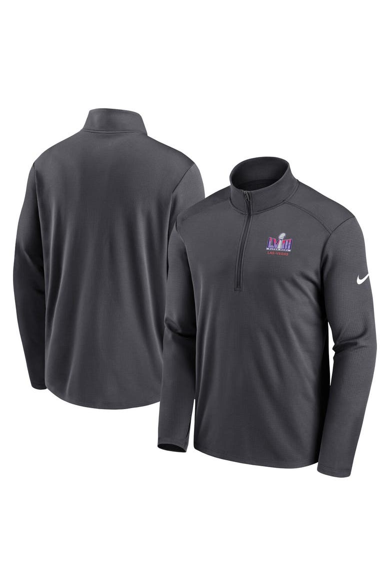 Men's Nike Anthracite Super Bowl LVIII Pacer Half-Zip Jacket, Main, color, Anthracite
